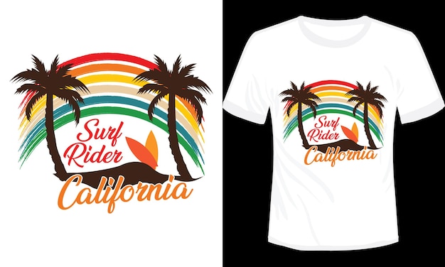 Surf Rider California Summer Tshirt Design Vector Illustration