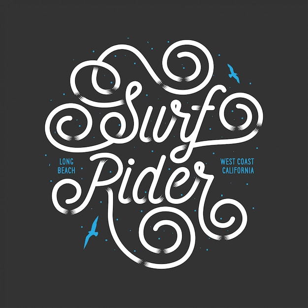 Surf rider lettering poster