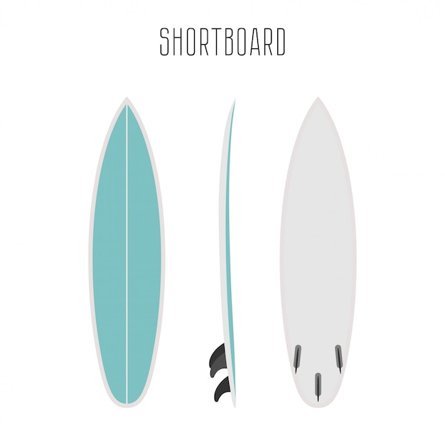 surf short board with three sides illustration