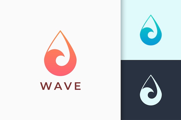 Surf or swim logo represent nautical and beach in wave sea shape