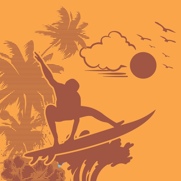 surfers paradise summer silhouette vector background