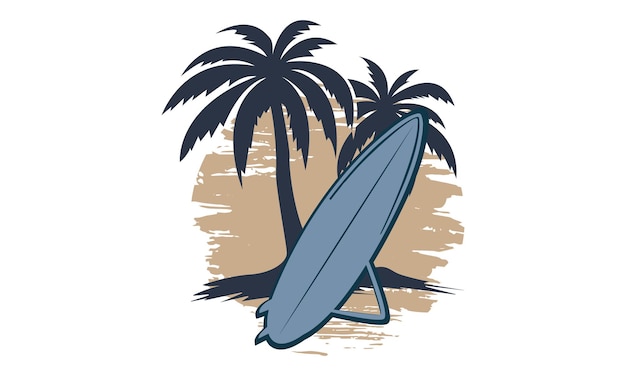 Vector surfing beach, and mountain svg illustration design. motivational surfing beach.