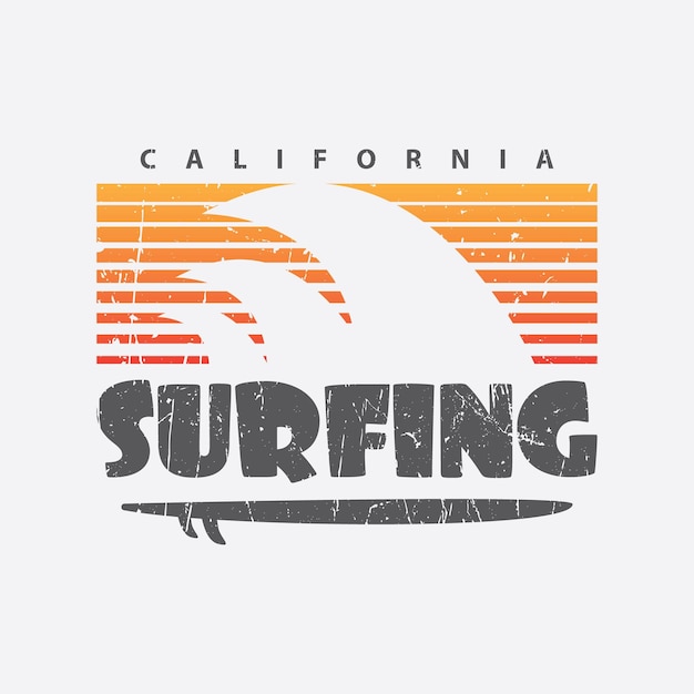 Surfing california illustration tshirt and apparel design