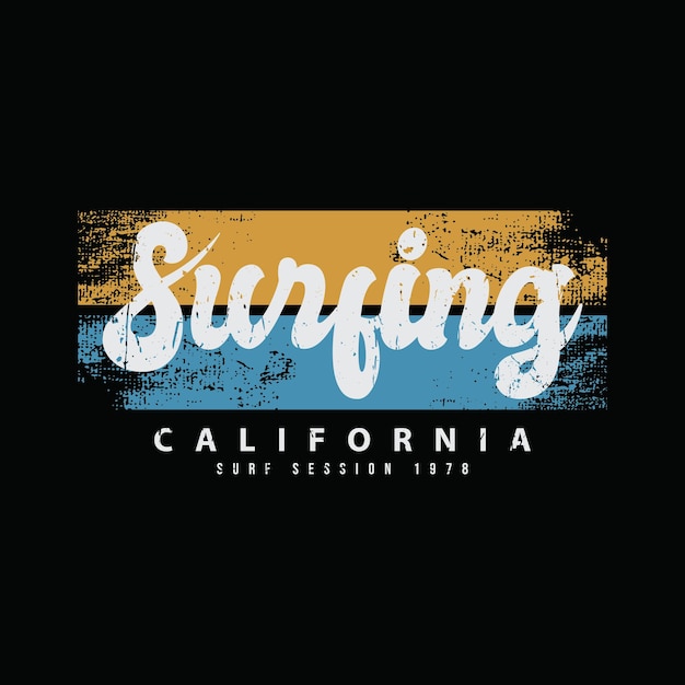 Surfing california typography vector t shirt design