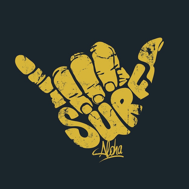 Surfing hand sign aloha print