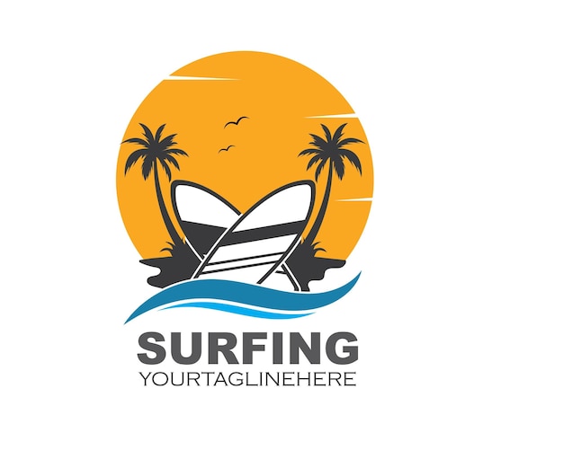 Surfing icon logo vector illustration