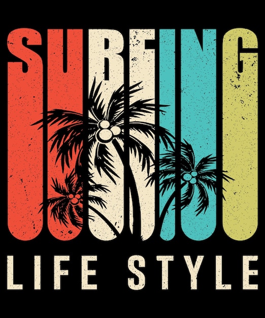 Surfing lifestyle illustration vintage design Premium Vector