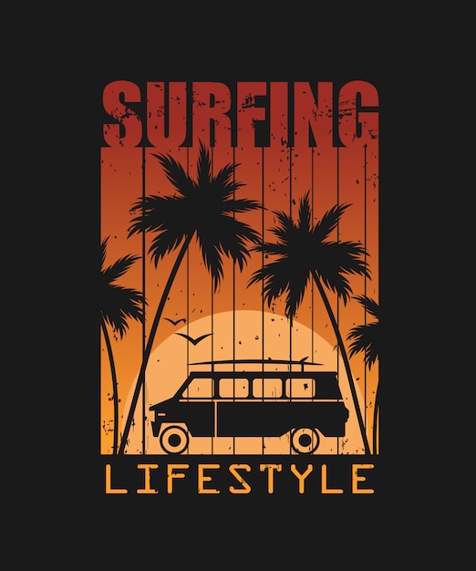 Surfing lifestyle illustration