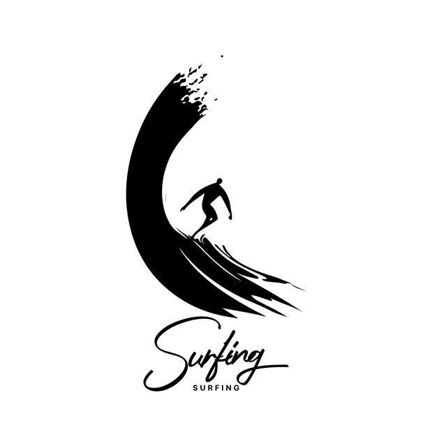 Vector surfing logo design surfer and wave vector illustration vector illustration