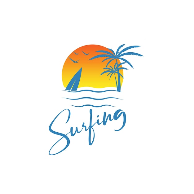 Surfing logo and emblems for Surf Club or shop Logo Design Inspiration Vector