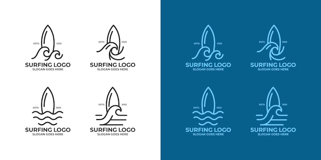 Surfing logo set