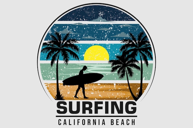 Surfing retro design landscape