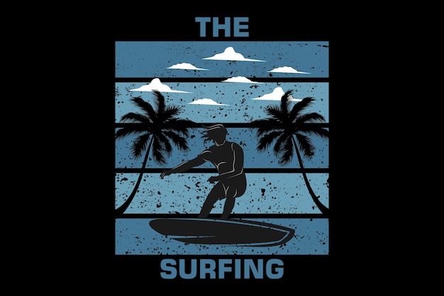 The surfing retro design landscape