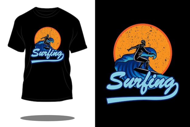 Surfing retro t shirt design