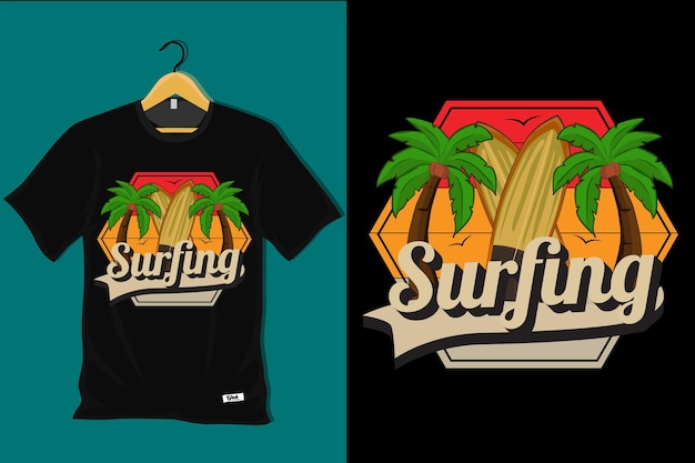 Surfing Retro Vintage T Shirt Design