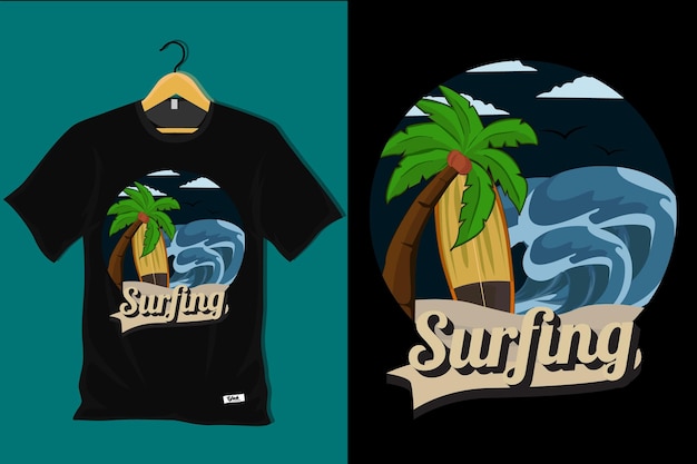 Surfing Retro Vintage T Shirt Design