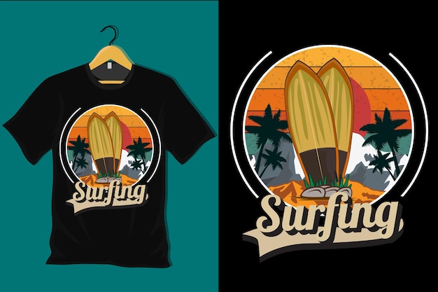 Surfing Retro Vintage T Shirt Design