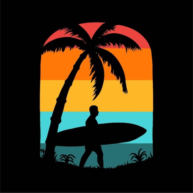 Surfing summer beach t-shirt graphic design