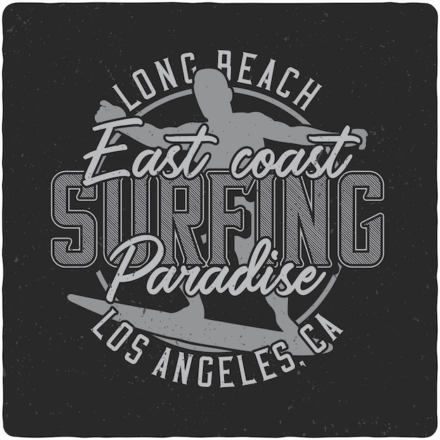 Surfing vintage label