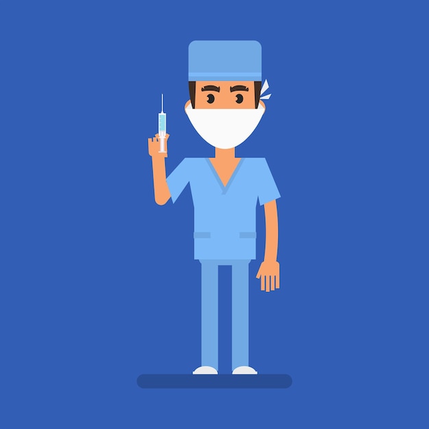 Surgeon holding syringe