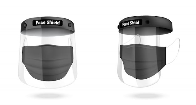 Surgical face shield mask and Virus Protection isolated. Safety Breathing,  Health Care and Medical Concept Design.