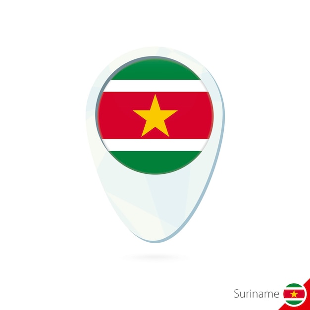 Suriname flag location map pin icon on white background