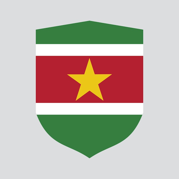 Suriname Flag in Shield Shape Frame