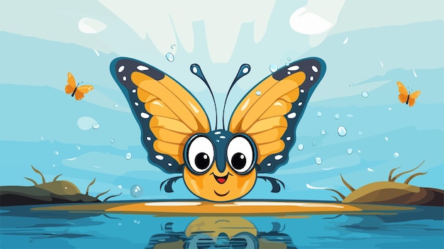 Vector surprised cartoon butterfly illustration colorful and playful insect drawing for design projects