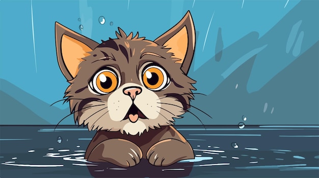 Surprised Cartoon Cat Illustration