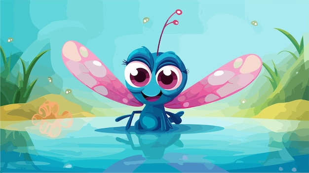 Surprised Cartoon Dragonfly Illustration