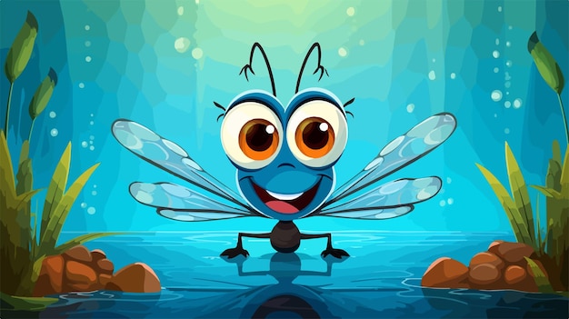 Surprised Cartoon Dragonfly Illustration