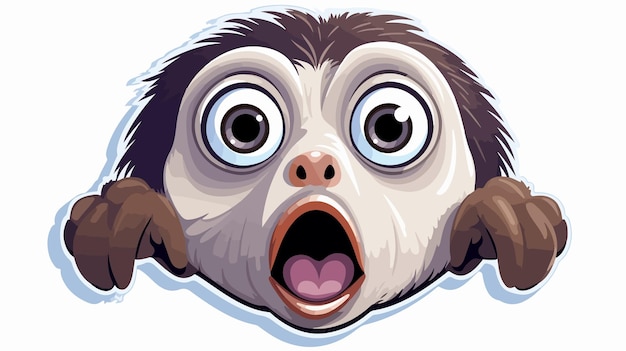 Surprised Cartoon Monkey Sticker Illustration