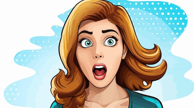 Surprised Cartoon Woman with Speech Bubble Expressive Emotions