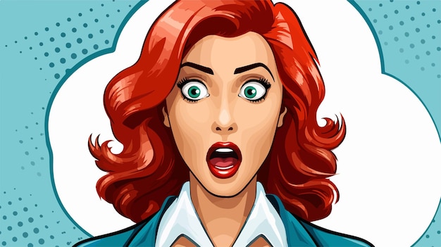 Surprised Cartoon Woman with Speech Bubble Expressive Emotions