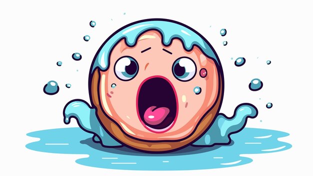 Surprised Doughnut Cartoon Illustration for Food Design