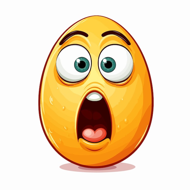 Surprised Egg with Shocked Face Stock Vector