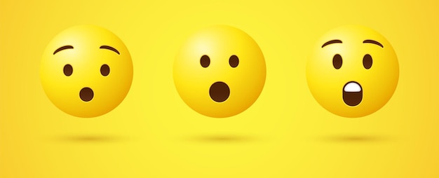 Surprised Emoji Face with Open Mouth in 3d or Astonished Shocked emoticon