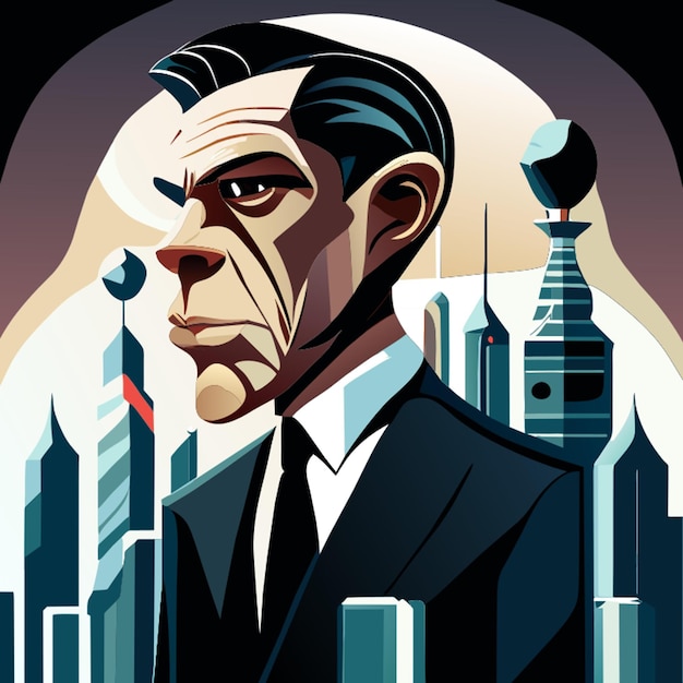 surreal caricature businessman vector illustration