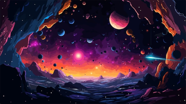 Vector surreal fantasy cosmos nebula digital artwork