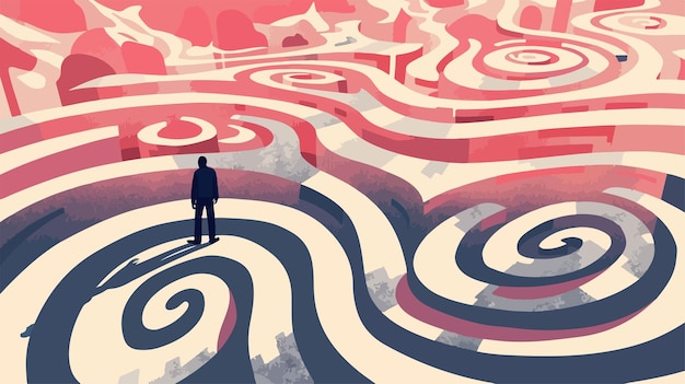 Surreal Labyrinth Illustration Flat Vector Isolated