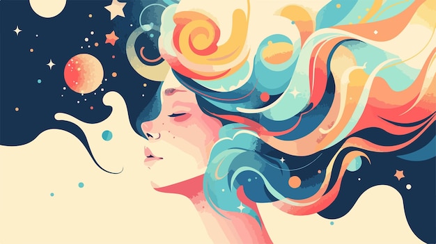 Vector surreal psychology dream mental health concept illustration