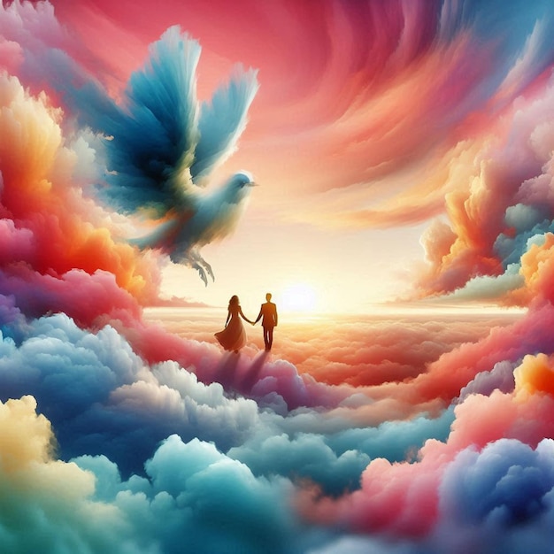 Vector surreal romance sky