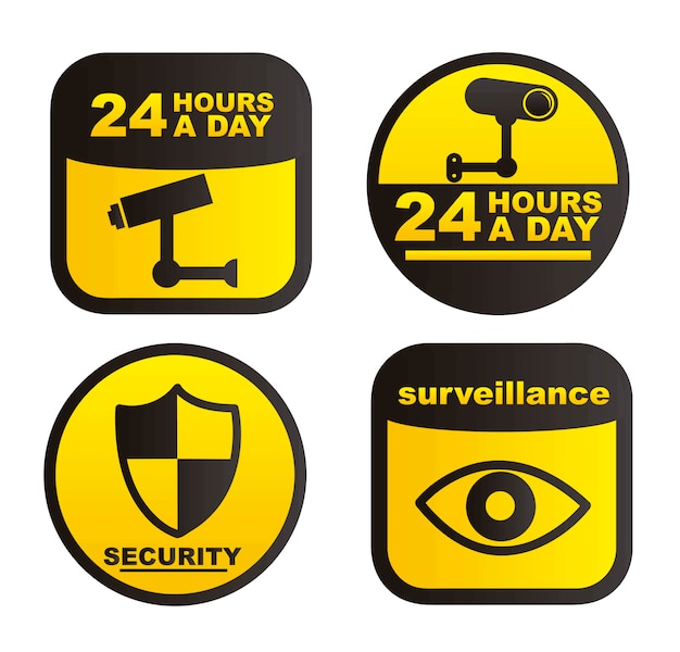 surveillance labels isolated over white background vector