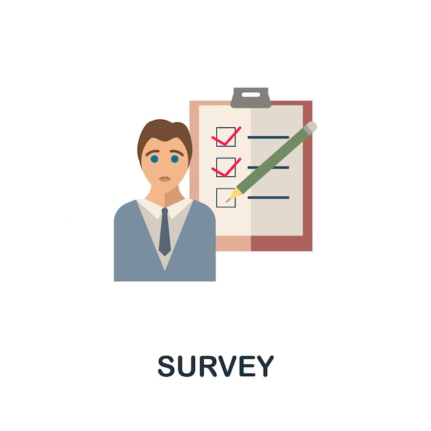 Survey flat icon Simple sign from crowdfunding collection Creative Survey icon illustration for web design infographics and more