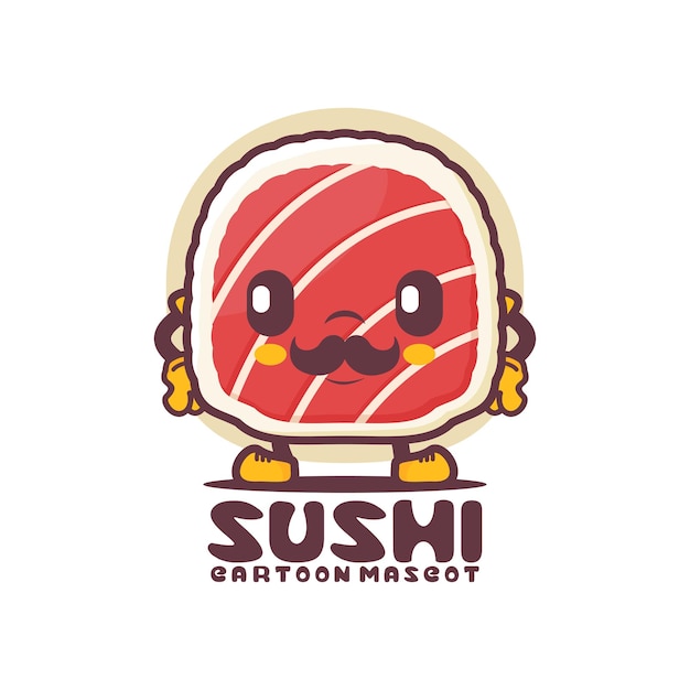 Sushi cartoon mascot japanese food vector illustration