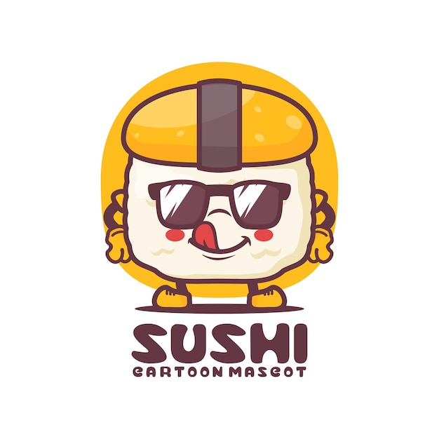 Sushi cartoon mascot japanese food vector illustration