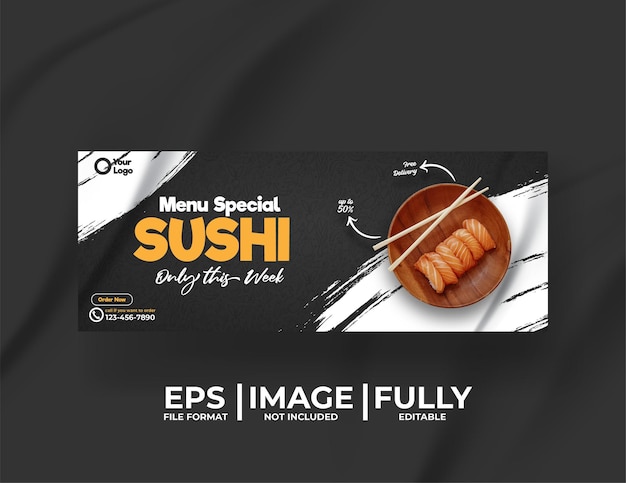 Sushi japannese Food menu and restaurant social media post template