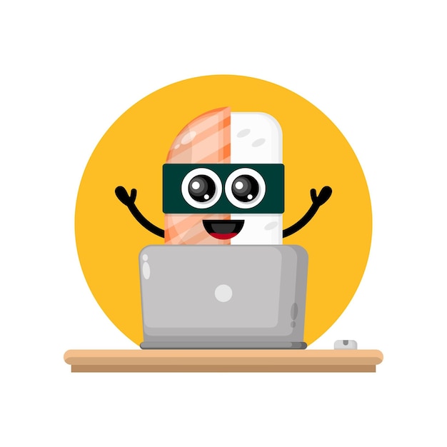 Sushi laptop cute character mascot