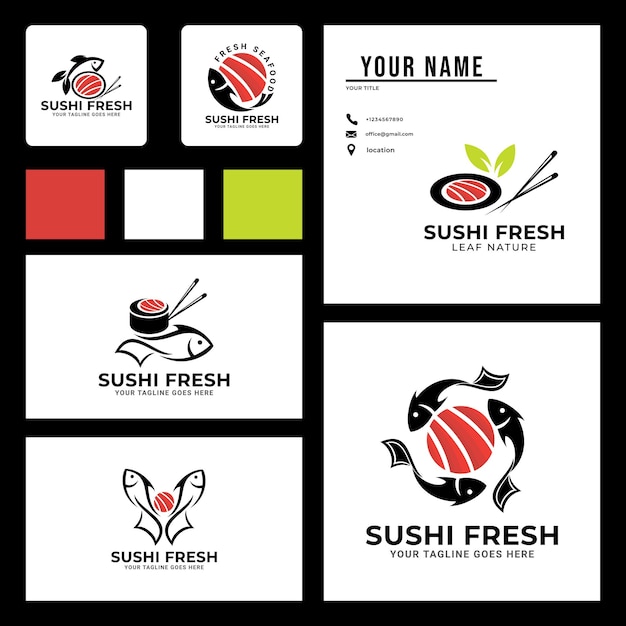 Sushi Logo Design Template. Logo and business card design.