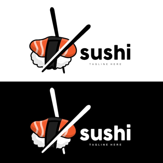 Sushi Logo Japanese Fast Food Design Vector Icon Template Symbol